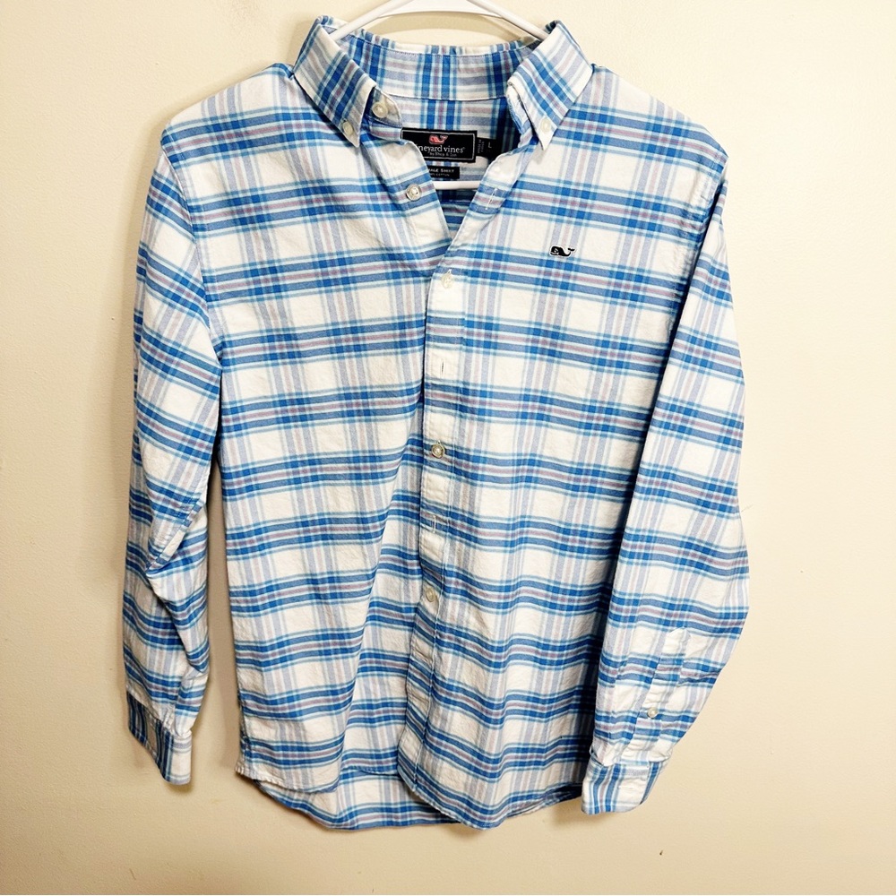 Vineyard Vines Button Down Plaid Long Sleeve Whale Shirt
